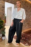 Made in Italy Runa Leather Look Tapered Barrel Pant Black